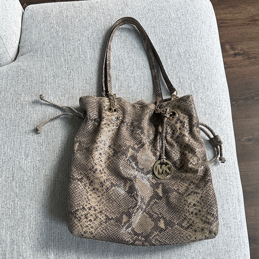 Michael Kors Tan Snakeskin Shoulder Bag
